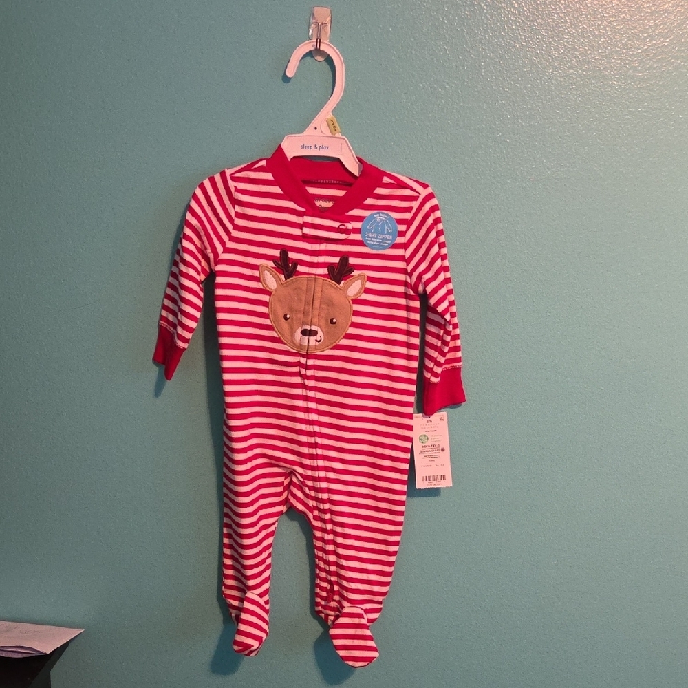 Carter's Festive Red and White Striped Footie
